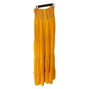 Other Girls NWT Yellow Maxi Skirt With Ribbed Mesh Corset Top Detail Sz OS